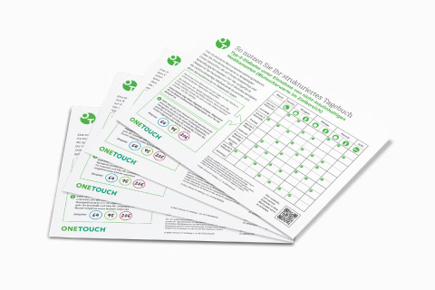 Strukturierter Tagebuch für Blutzuckerwerte und Ernährung.